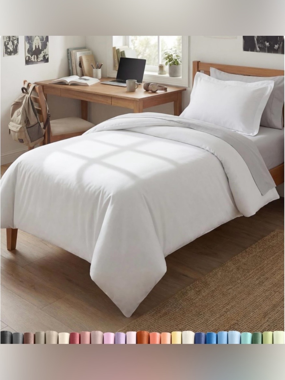 TWIN/TWIN XL Duvet Set 100% Double Brushed Microfiber - WHITE